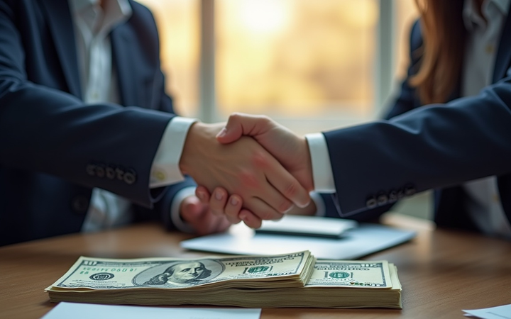 Illustration of Business People Closing a Deal