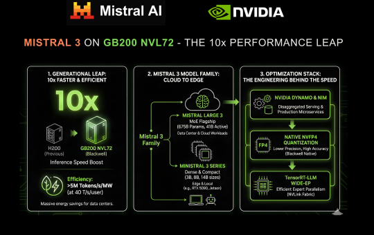 NVIDIA and Mistral AI Bring 10x Faster Inference for the Mistral 3 Family on GB200 NVL72 GPU Systems
