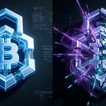 Digital security lock fracturing under quantum computing pressure, representing Bitcoin cryptography vulnerability.