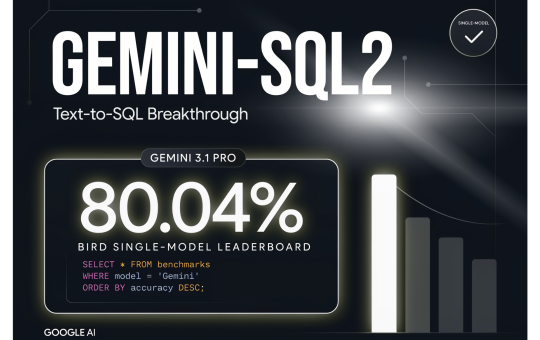 Google Releases Gemini-SQL2: Gemini 3.1 Pro Text-to-SQL Scores 80.04% on BIRD Single-Model Leaderboard