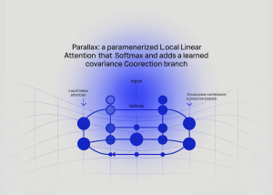 Parallax: A Parameterized Local Linear Attention That Keeps Softmax and Adds a Learned Covariance Correction Branch