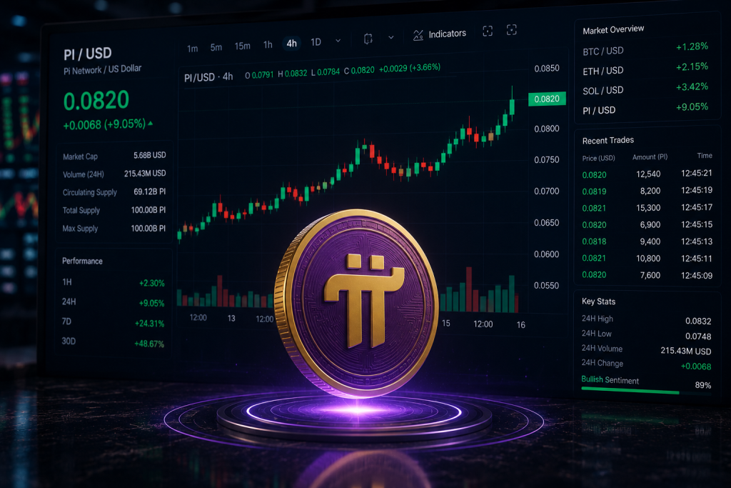 A bullish PI chart at $0.082
