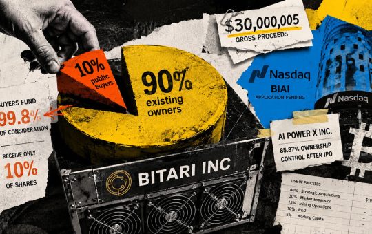 Bitcoin miner IPO demands 99.8% of funds from public buyers while handing them just 10% equity