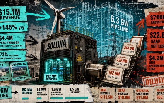 Soluna has 6.3 GW of data center projects on paper, only 192 MW are operating