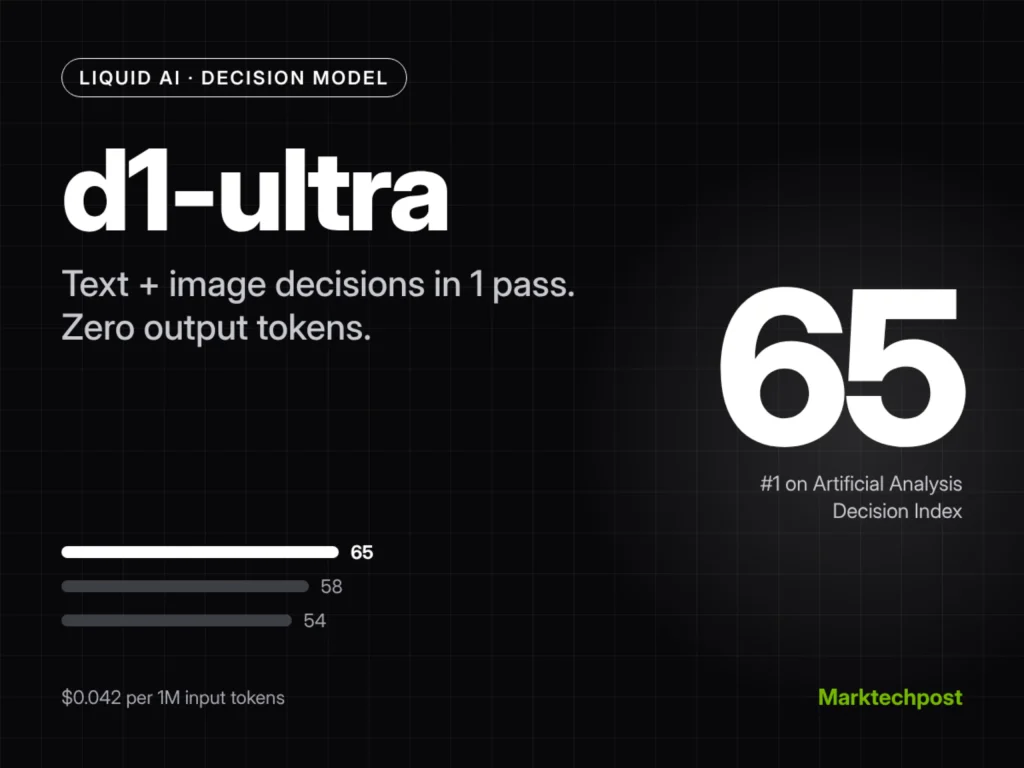 Liquid AI Releases d1-ultra: A Multimodal Decision Model That Scores 65 on the AA Decision Index