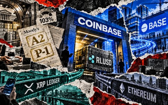 RLUSD enters Coinbase and Base through XRP Ledger and Ethereum rails, backed by reserves and Moody’s A2 and P-1 ratings.